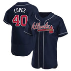 Johmsee A.Braves #40 Reynaldo Lopez player Navy Authentic Alternate Stitched Jerseys
