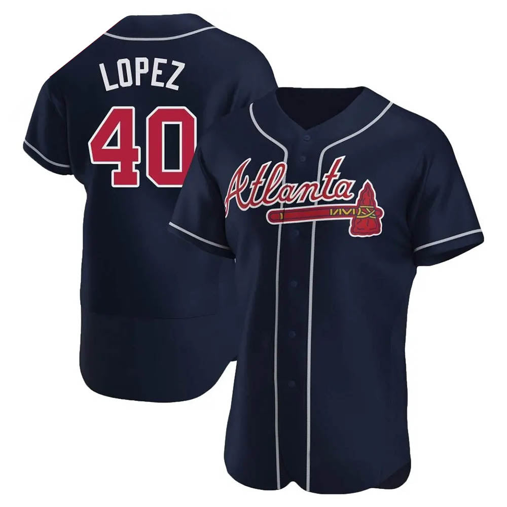Johmsee A.Braves #40 Reynaldo Lopez player Navy Authentic Alternate Stitched Jerseys
