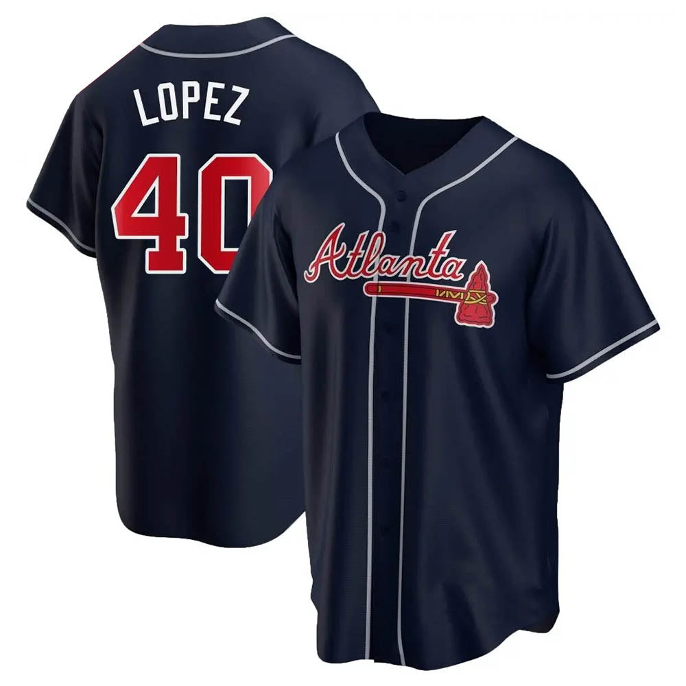 Johmsee A.Braves #40 Reynaldo Lopez player Navy Replica Alternate Stitched Jerseys