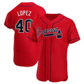 Johmsee A.Braves #40 Reynaldo Lopez player Red Authentic Alternate Stitched Jerseys