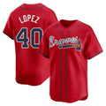Johmsee A.Braves #40 Reynaldo Lopez player Red Limited Alternate Stitched Jerseys