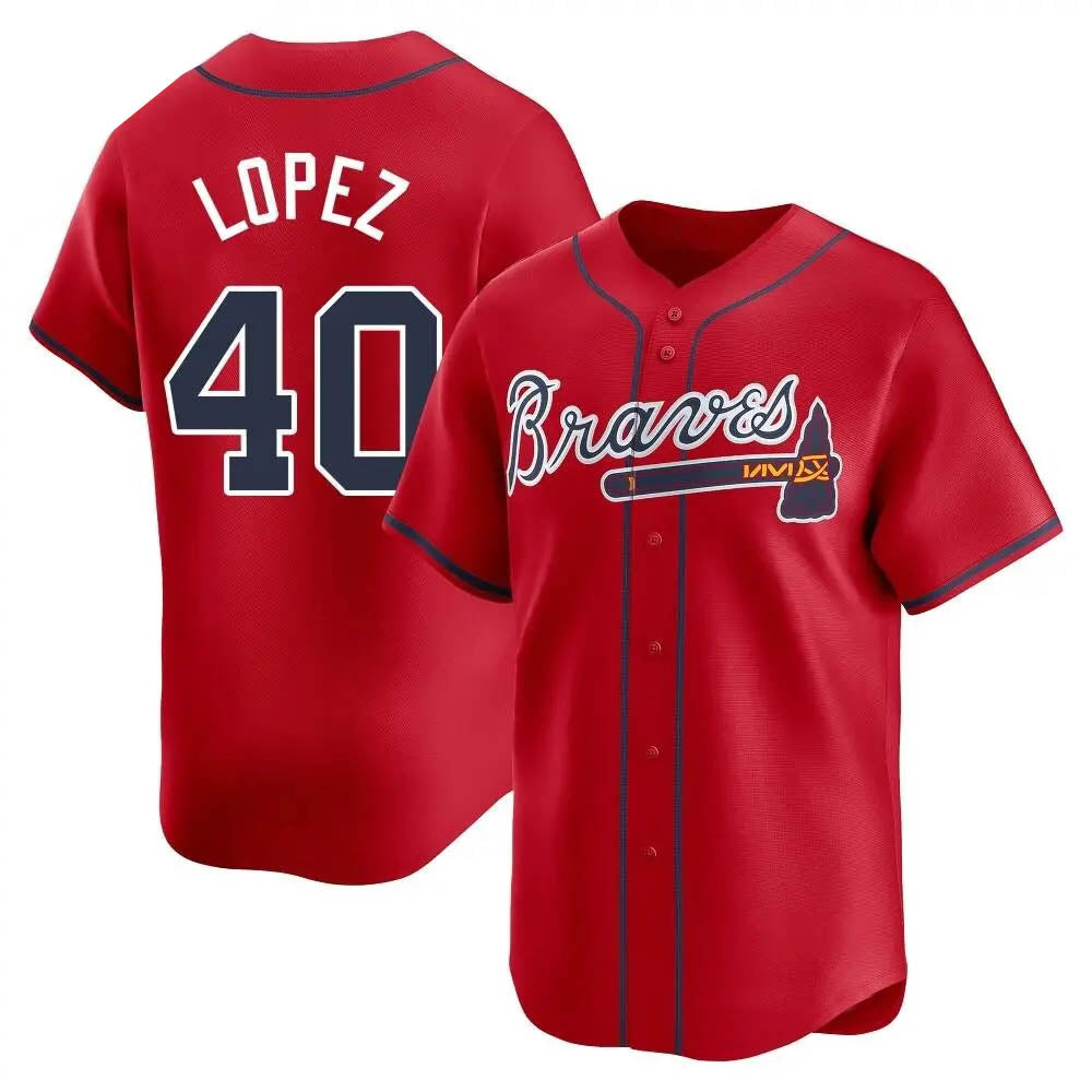 Johmsee A.Braves #40 Reynaldo Lopez player Red Limited Alternate Stitched Jerseys