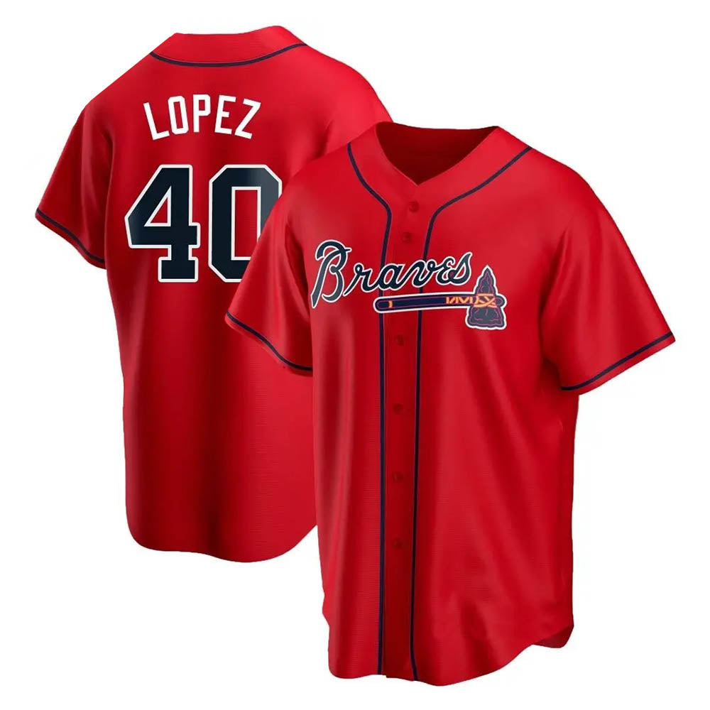 Johmsee A.Braves #40 Reynaldo Lopez player Red Replica Alternate Stitched Jerseys