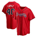 Johmsee A.Braves #40 Reynaldo Lopez player Red Replica Alternate Stitched Jerseys