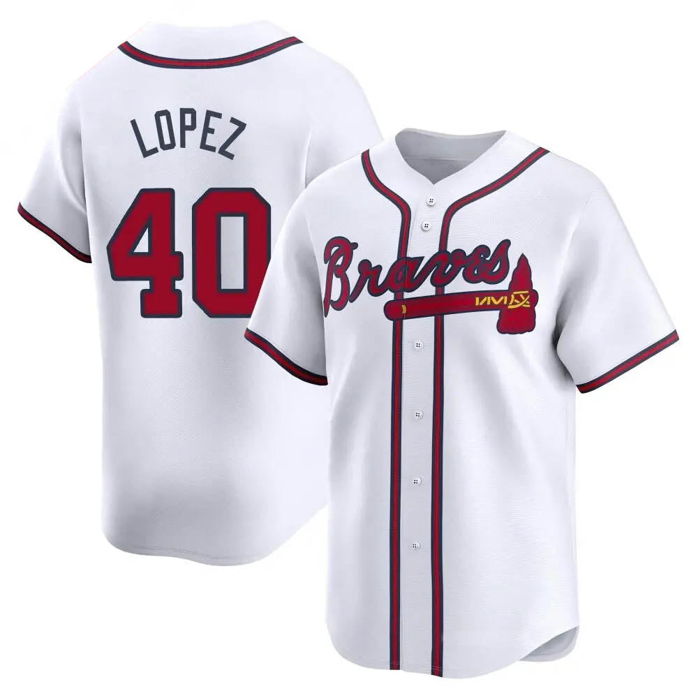 Johmsee A.Braves #40 Reynaldo Lopez player White Limited Home Stitched Jerseys