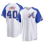 Johmsee A.Braves #40 Reynaldo Lopez player White Replica City Connect Stitched Jerseys