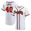 Johmsee A.Braves #40 Reynaldo Lopez player White&Gold Authentic Program Stitched Jerseys