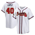 Johmsee A.Braves #40 Reynaldo Lopez player White&Gold Replica Program Stitched Jerseys