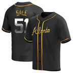Johmsee A.Braves #51 Chris Sale Player Black Golden Alternate Replica Stitched Jerseys
