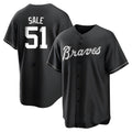 Johmsee A.Braves #51 Chris Sale Player White&Black Replica Stitched Jerseys