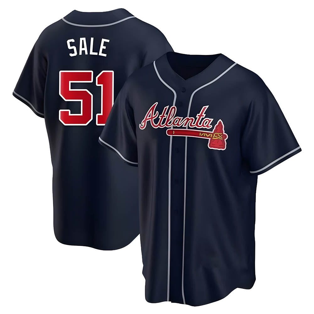 Johmsee A.Braves #51 Chris Sale Player Navy City Connect Stitched Jerseys