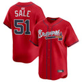 Johmsee A.Braves #51 Chris Sale Player Red Alternate Limited Stitched Jerseys