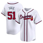 Johmsee A.Braves #51 Chris Sale Player White Limited Home Stitched Jerseys