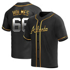 Johmsee A.Braves #66 Grant Holmes Player Black&Gold Replica en Alternate Stitched Jerseys