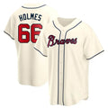 Johmsee A.Braves #66 Grant Holmes Player Cream Replica Alternate Stitched Jerseys