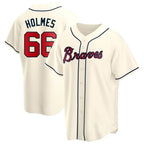 Johmsee A.Braves #66 Grant Holmes Player Cream Replica Alternate Stitched Jerseys