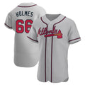Johmsee A.Braves #66 Grant Holmes Player Gray Authentic Road Stitched Jerseys