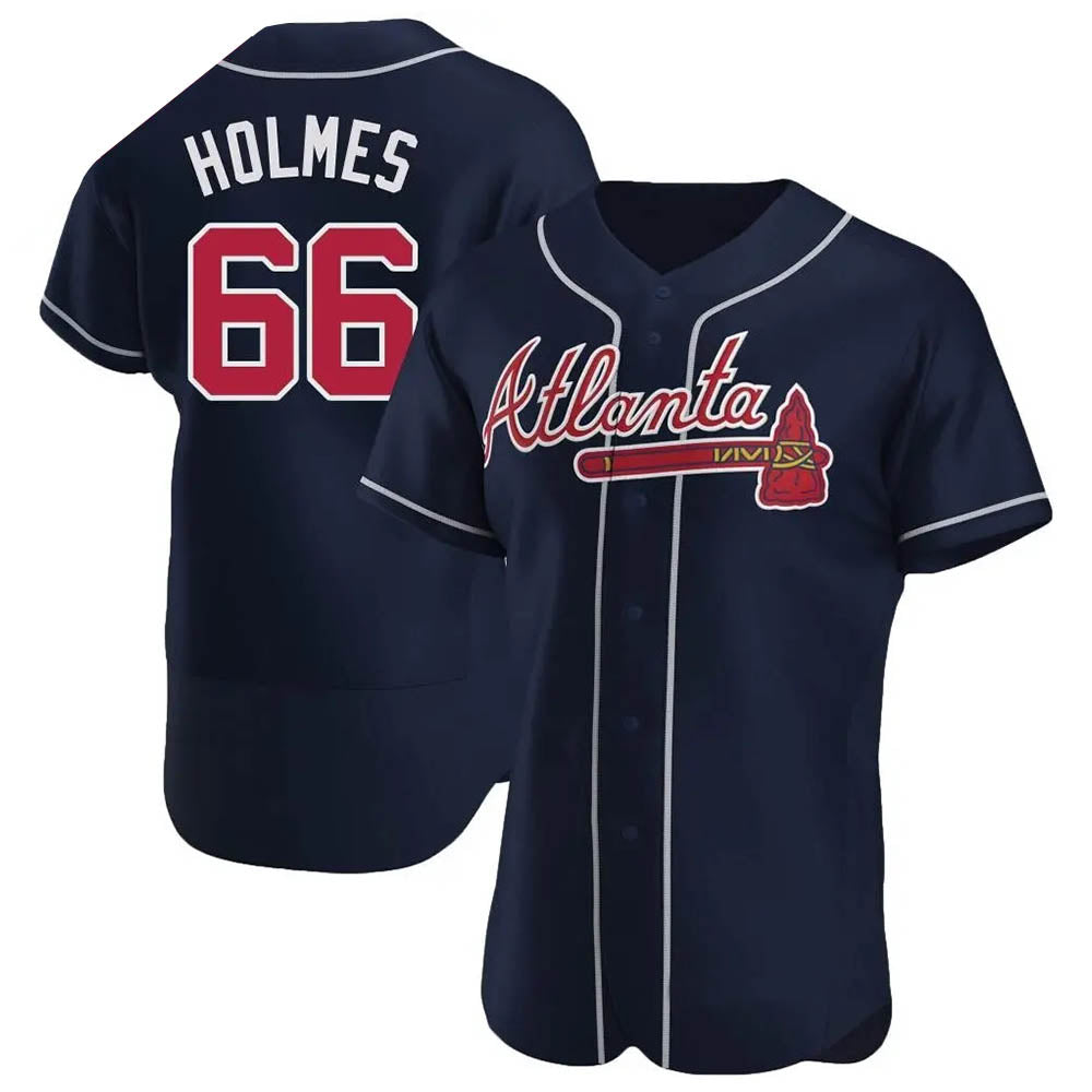 Johmsee A.Braves #66 Grant Holmes Player Navy Authentic Alternate Stitched Jerseys