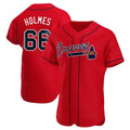 Johmsee A.Braves #66 Grant Holmes Player Red Authentic Alternate Stitched Jerseys