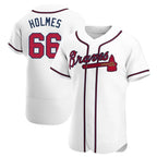 Johmsee A.Braves #66 Grant Holmes Player White Authentic Home Stitched Jerseys