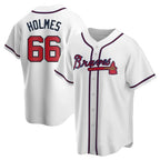 Johmsee A.Braves #66 Grant Holmes Player White Replica Home Stitched Jerseys