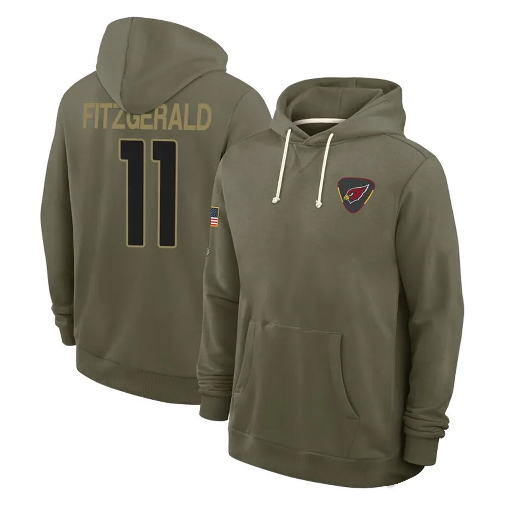 Johmsee A.Cardinals #11 Larry Fitzgerald Player Olive Salute to Service Hoodies Stitched Jerseys