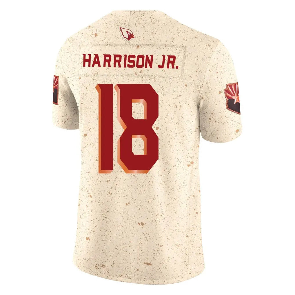 Johmsee A.Cardinals #18 Marvin Harrison Jr. Player Cream Rivalries Collection Vapor Limited Home Game Stitched Jerseys