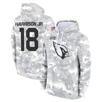 Johmsee A.Cardinals #18 Marvin Harrison Jr. Player Camo Salute to Service Hoodies Stitched Jerseys