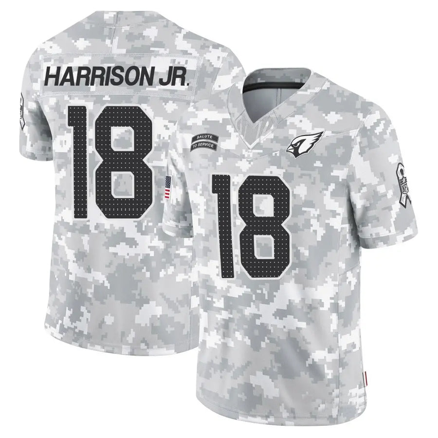 Johmsee A.Cardinals #18 Marvin Harrison Jr. Player Camo Salute to Service Limited Stitched Jerseys