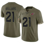 Johmsee A.Cardinals #21 Garrett Williams Player Olive Salute To Service Stitched Jerseys