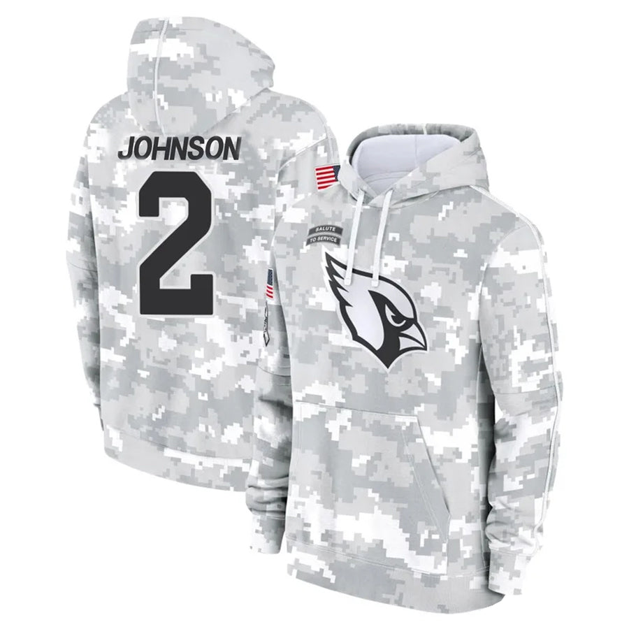 Johmsee A.Cardinals #2 Will Johnson Player Camo Salute to Service Hoodies Stitched Jerseys
