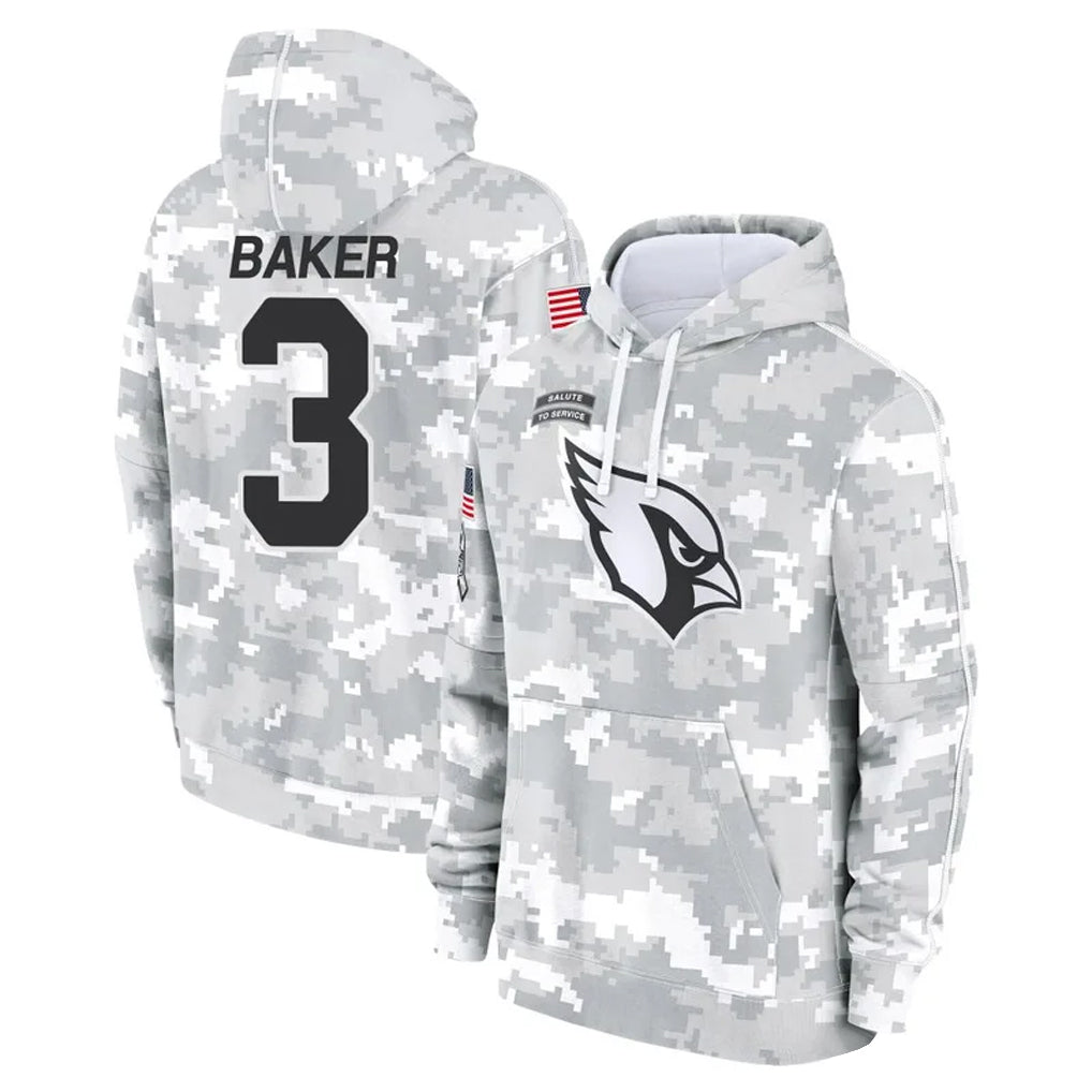 Johmsee A.Cardinals #3 Budda Baker Player Arctic Camo Salute to Service Limited Hoodie Stitched Jersey