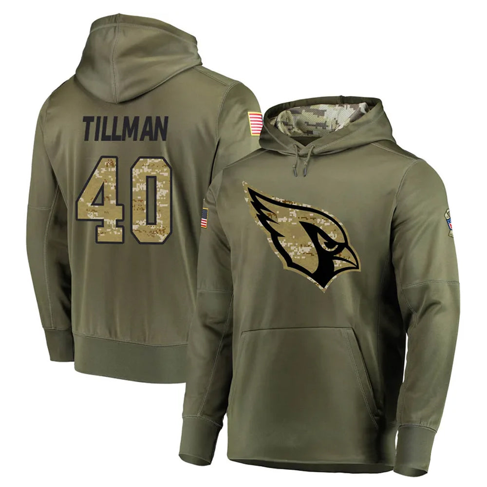 Johmsee A.Cardinals #40 Pat Tillman Player Olive Salute to Service Limited Hoodie Jerseys