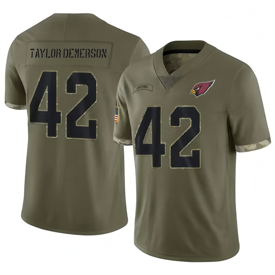 Johmsee A.Cardinals #42 Dadrion Taylor-Demerson Player Olive Salute To Service Stitched Jerseys