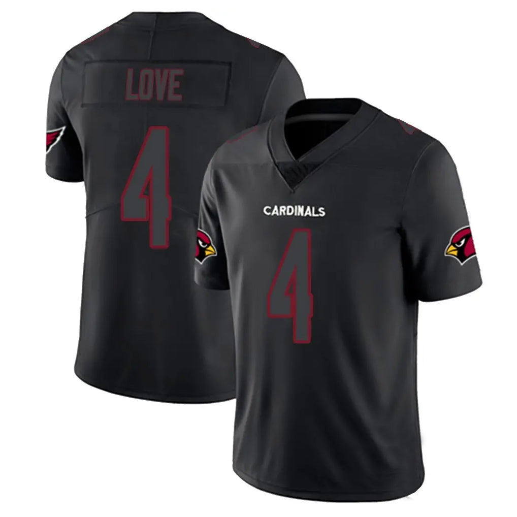 Johmsee A.Cardinals #4 Jeremiyah Love Player Black Impact Limited Home Game Stitched Jerseys