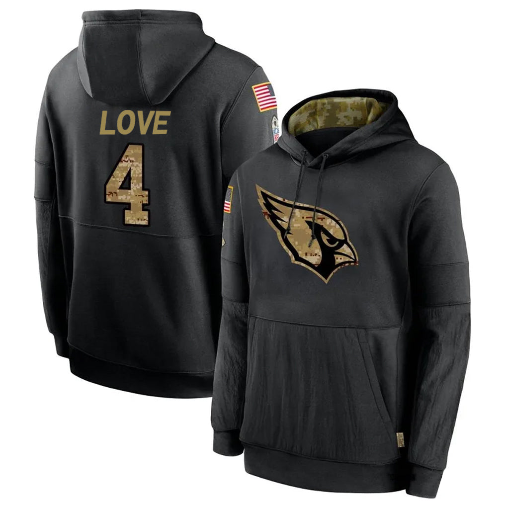 Johmsee A.Cardinals #4 Jeremiyah Love Player Black Salute to Service Limited Hoodies Football Jerseys