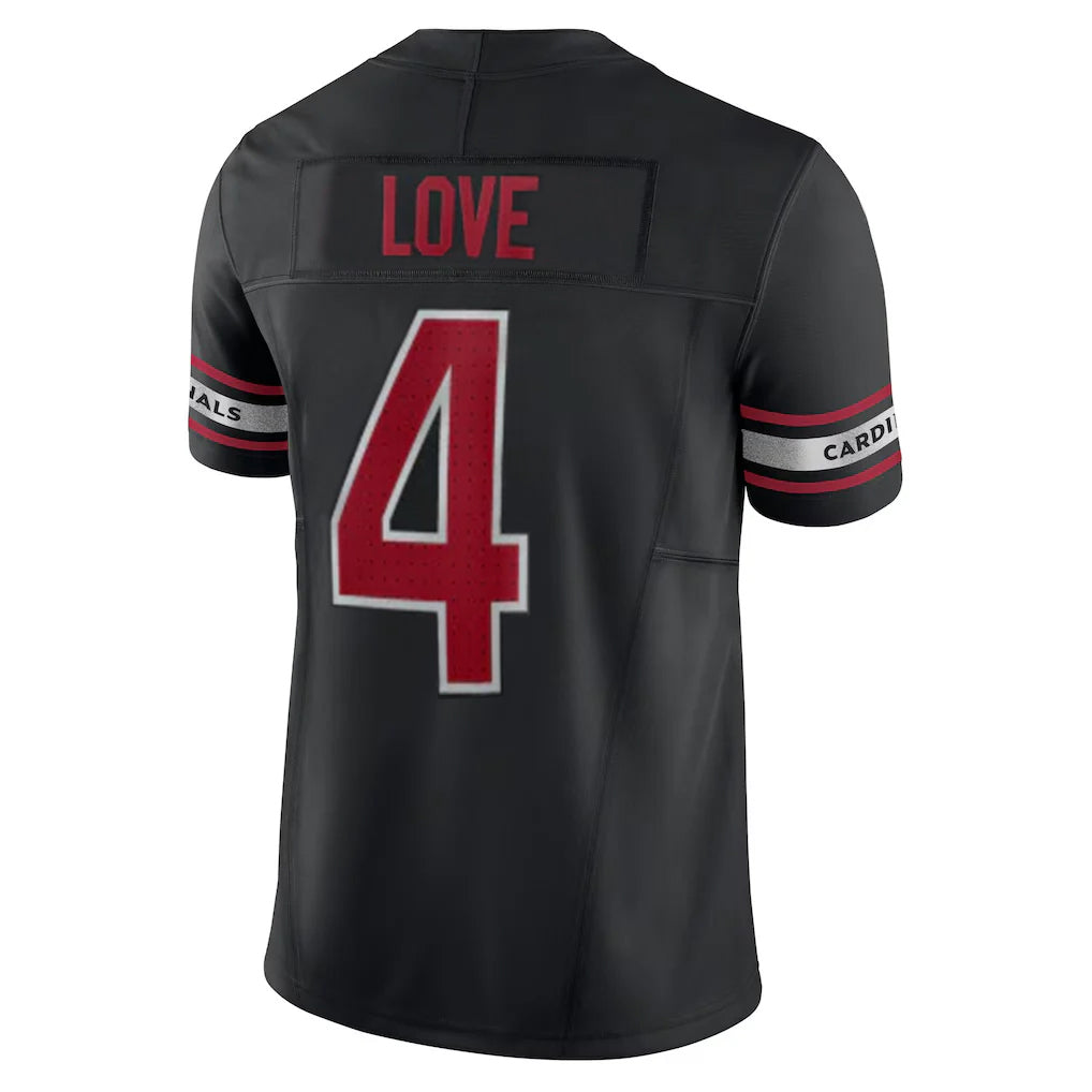 Johmsee A.Cardinals #4 Jeremiyah Love Player Black Vapor F.U.S.E. Limited Home Game Stitched Jerseys