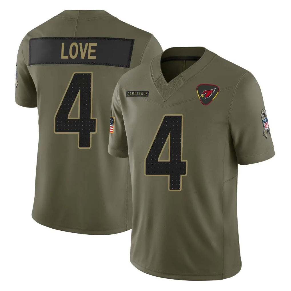 Johmsee A.Cardinals #4 Jeremiyah Love Player Olive Salute To Service Limited Game Stitched Jerseys