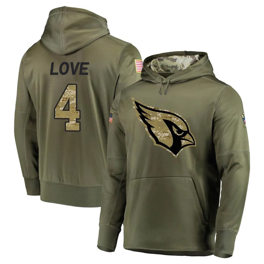 Johmsee A.Cardinals #4 Jeremiyah Love Player Olive Salute to Service Limited Hoodies Football Jerseys