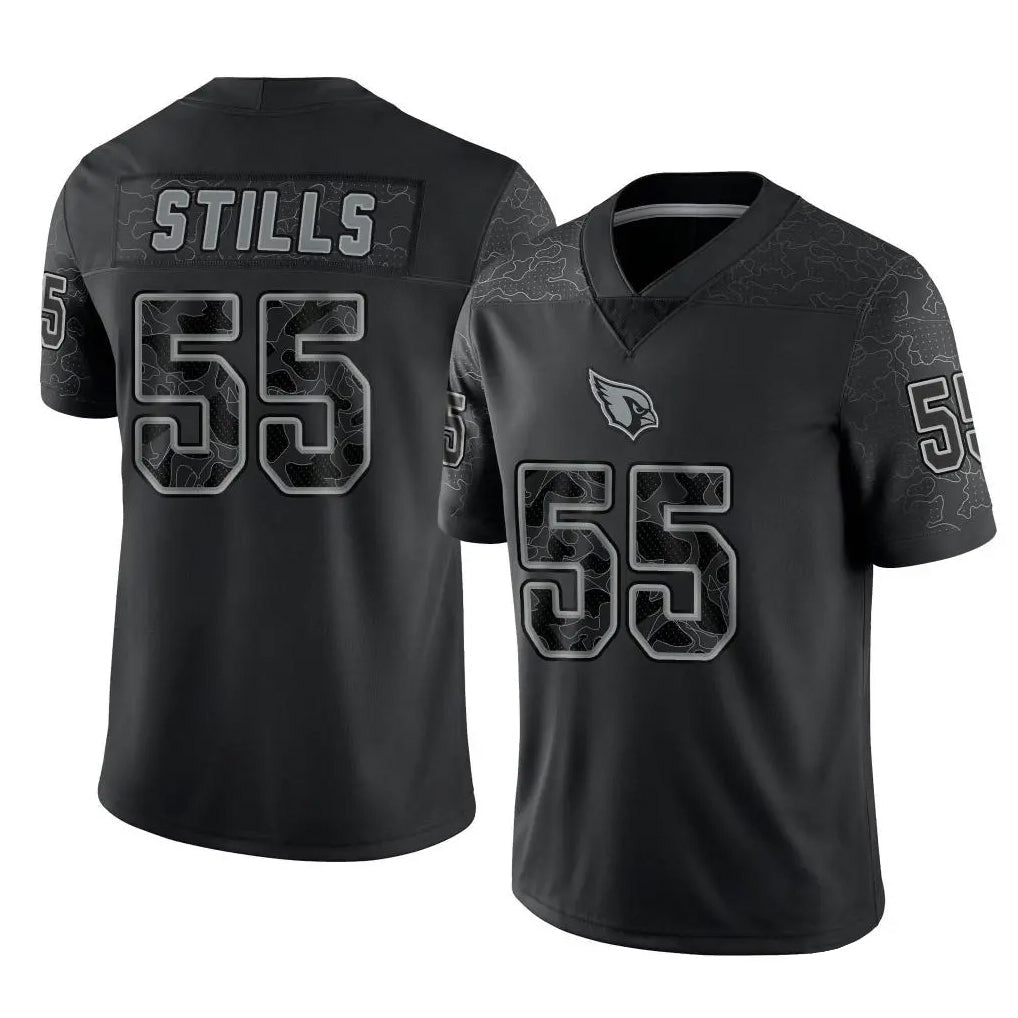Johmsee A.Cardinals #55 Dante Stills Player Black RFLCTV Limited Home Game Stitched Jerseys