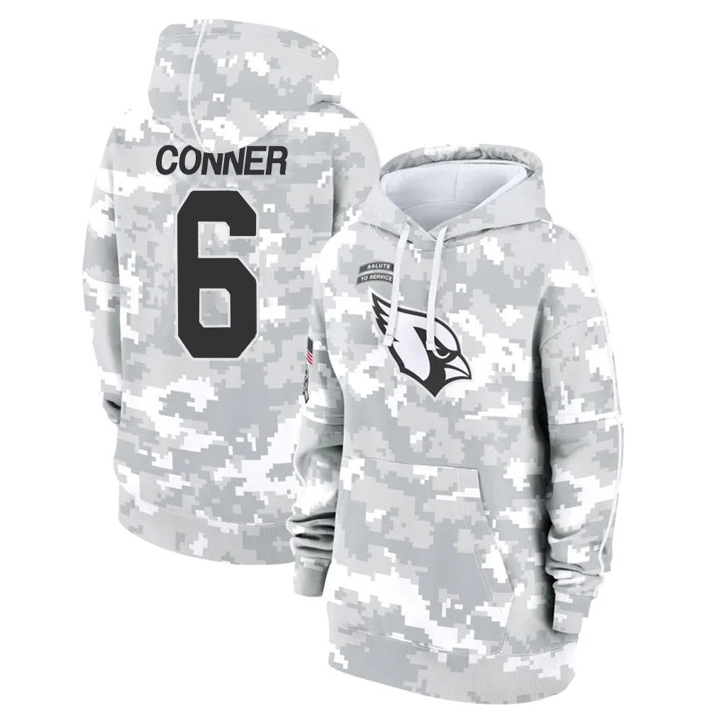 Johmsee A.Cardinals #6 James Conner Player Camo Salute to Service Hoodies Stitched Jerseys