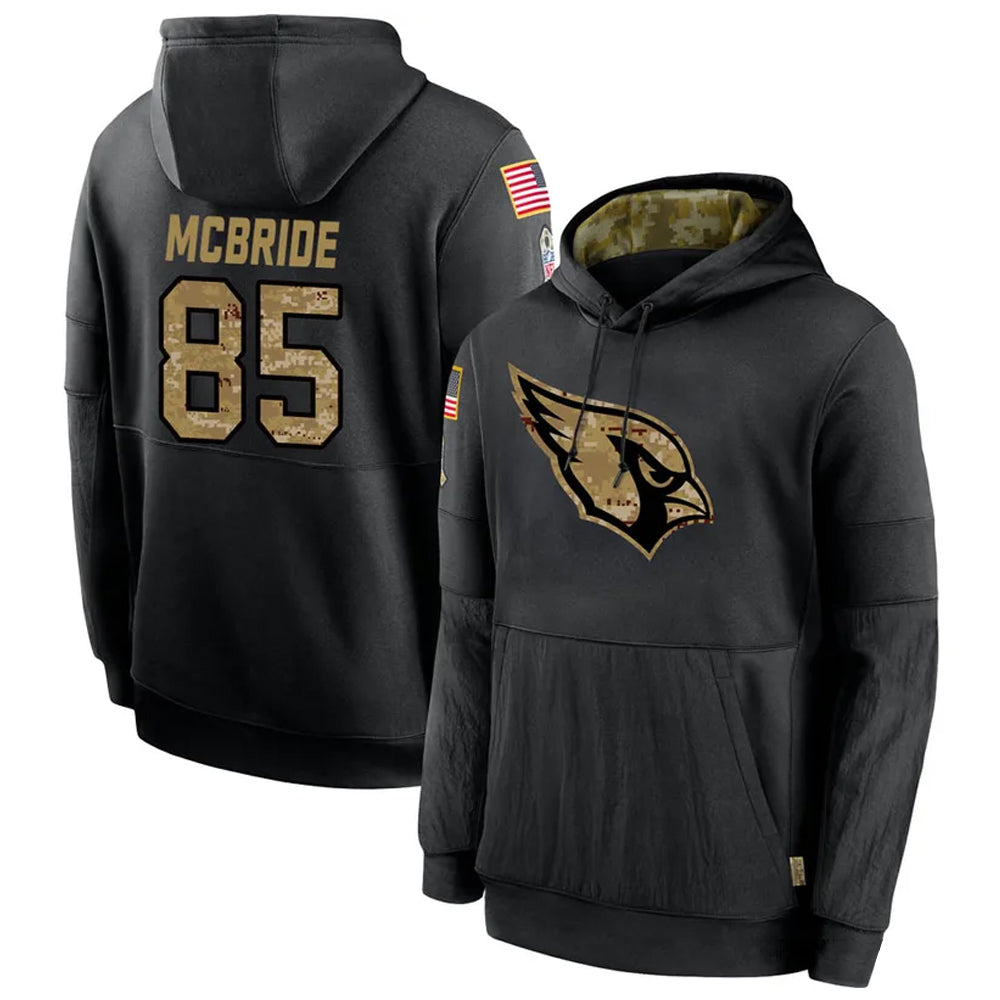 Johmsee A.Cardinals #85 Trey McBride Player Black Salute to Service Hoodies Stitched Jerseys