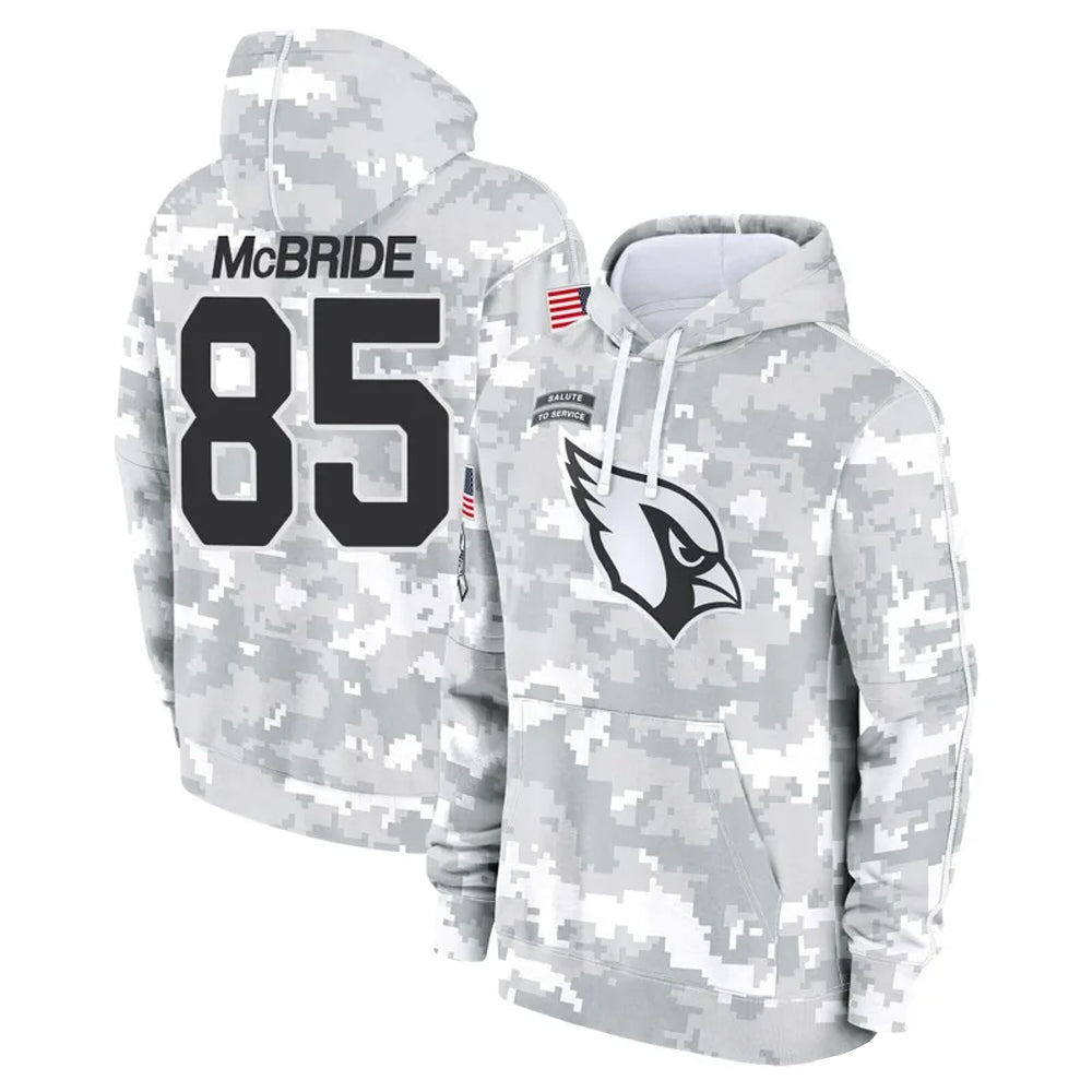 Johmsee A.Cardinals #85 Trey McBride Player Camo Salute to Service Hoodies Stitched Jerseys