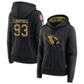 Johmsee A.Cardinals #93 Calais Campbell Player Black Salute to Service Hoodies Stitched Jerseys