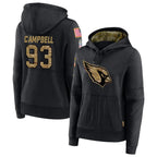 Johmsee A.Cardinals #93 Calais Campbell Player Black Salute to Service Hoodies Stitched Jerseys