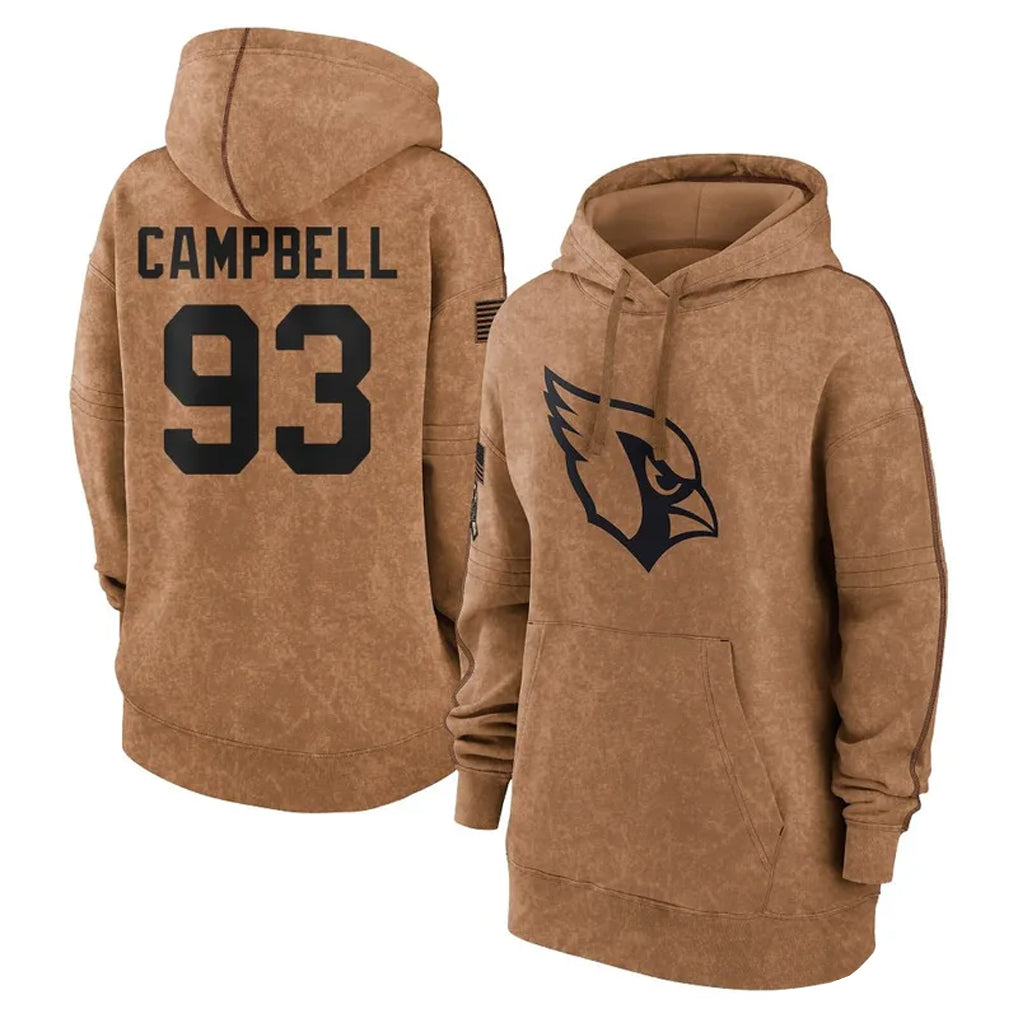 Johmsee A.Cardinals #93 Calais Campbell Player Brown Salute To Service Limited Hoodies  Stitched Jerseys