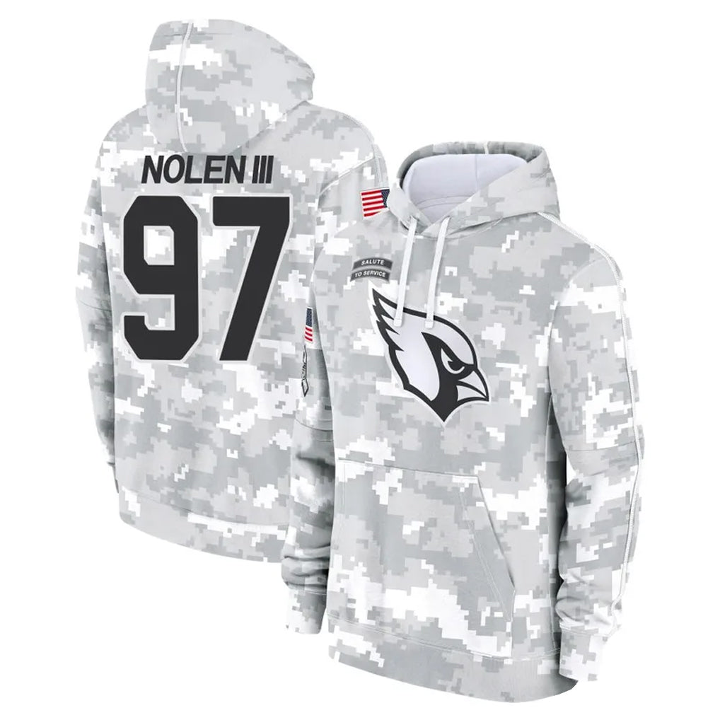 Johmsee A.Cardinals #97 Walter Nolen Player Arctic Camo Salute to Service Limited Hoodies Stitched Jerseys