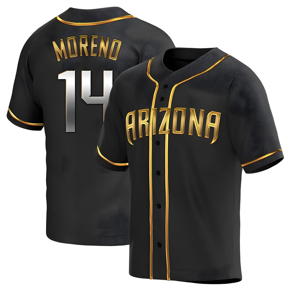 Johmsee A.Diamondbacks #14 Gabriel Moreno Player Black Golden Replica Alternate Stitched Jerseys