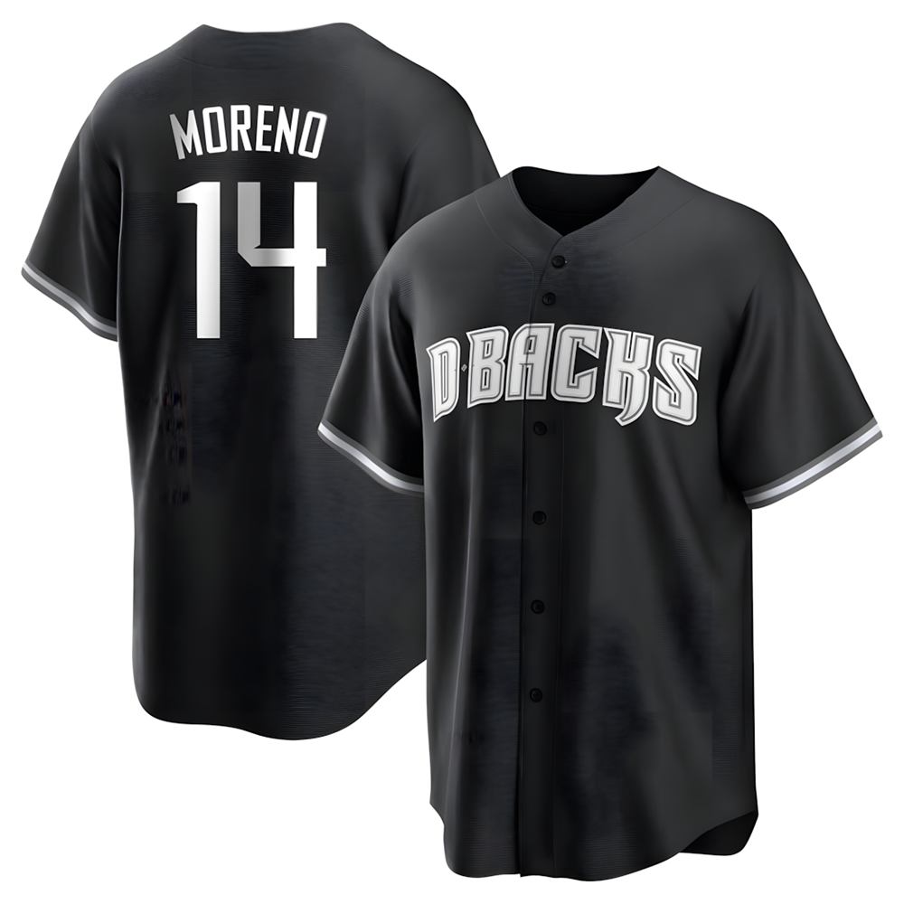 Johmsee A.Diamondbacks #14 Gabriel Moreno Player Black jersey White Replica Stitched Jerseys