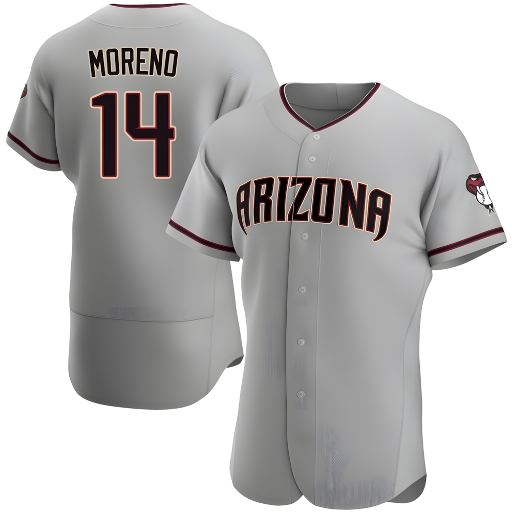 Johmsee A.Diamondbacks #14 Gabriel Moreno Player Gray Authentic Road Stitched Jerseys